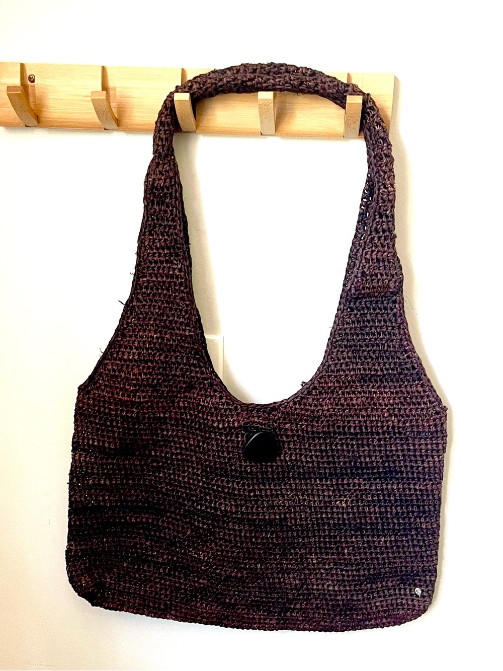 NWOT - Helen Kaminski Dark Brown Handwoven Shoulder Bag Large Rolled Handles
